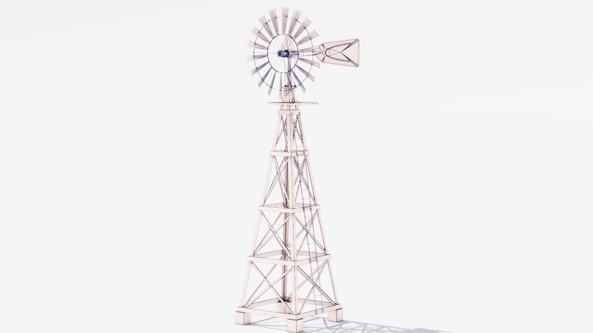 Wooden Western Farm s Windmill Low-poly 3D model_8