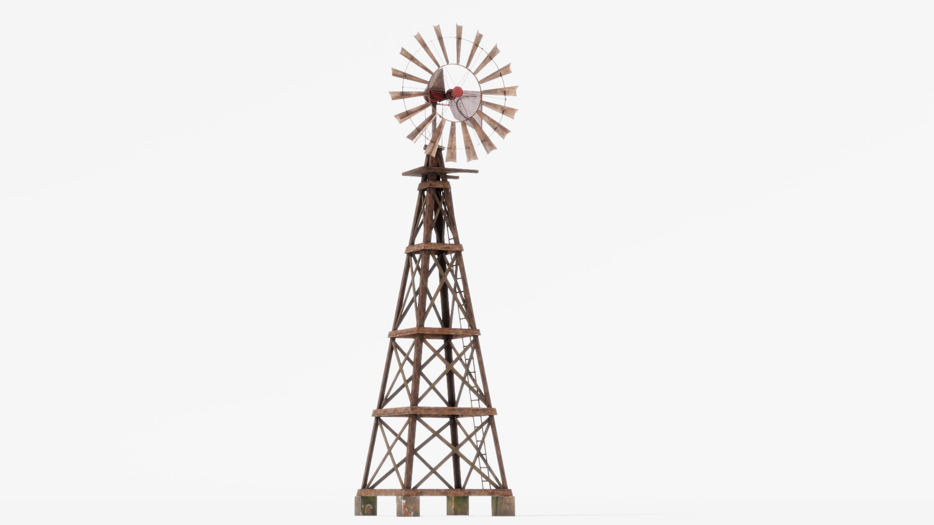 Wooden Western Farm s Windmill Low-poly 3D model_3