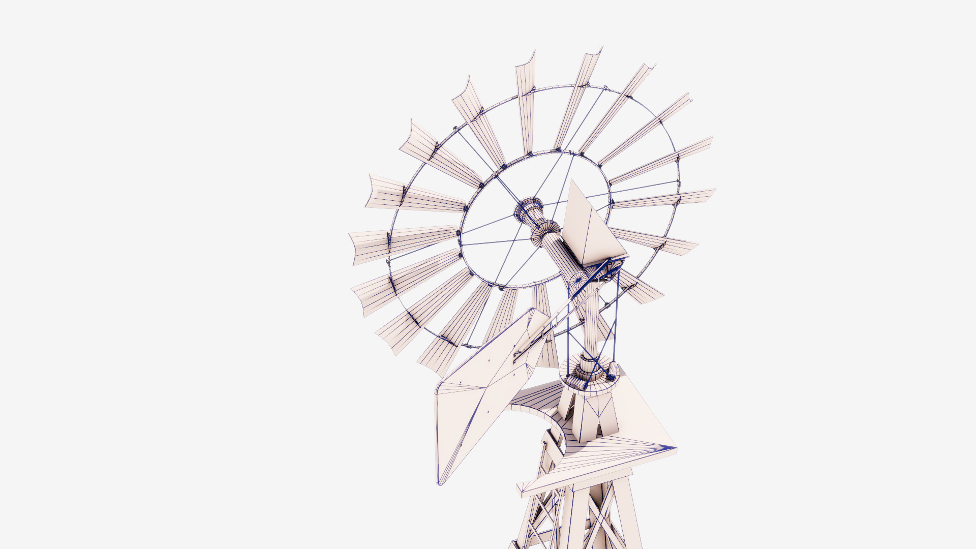 Wooden Western Farm s Windmill Low-poly 3D model_9