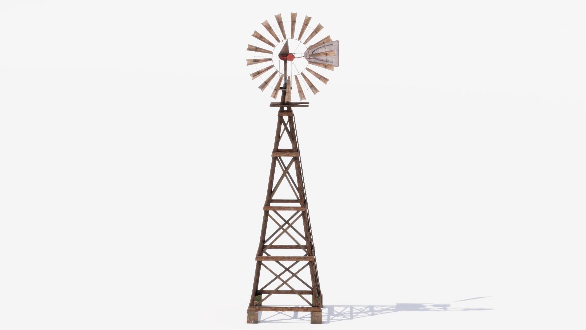 Wooden Western Farm s Windmill Low-poly 3D model_5