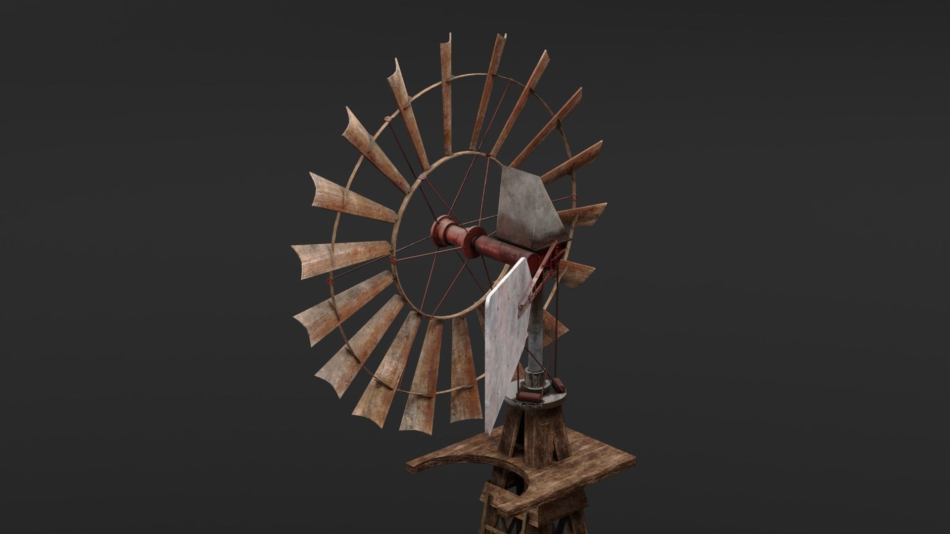 Wooden Western Farm s Windmill Low-poly 3D model_7