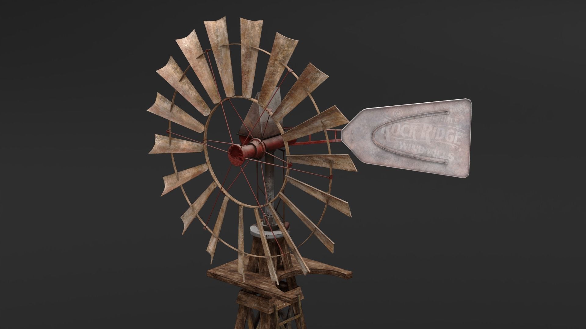 Wooden Western Farm s Windmill Low-poly 3D model_6