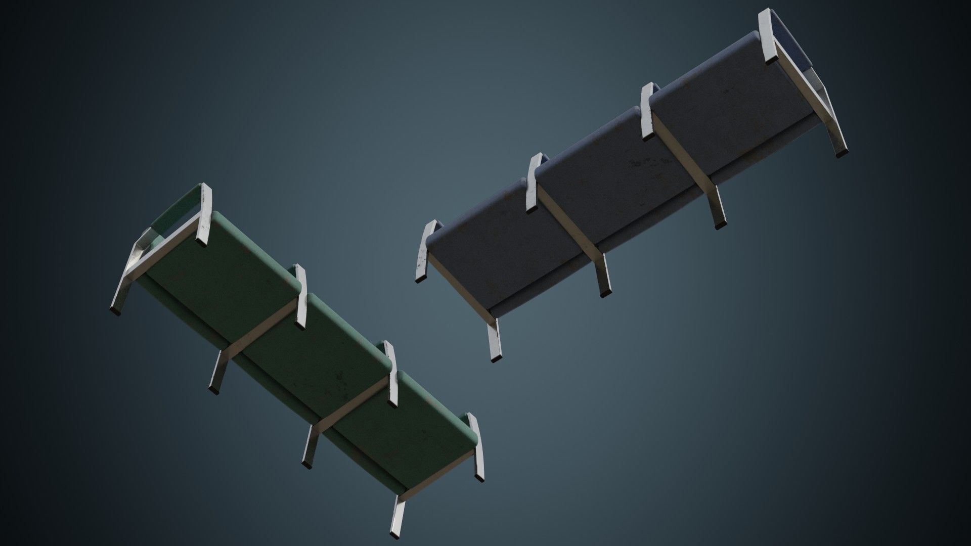 Waiting Chair 1B Low-poly 3D model_2