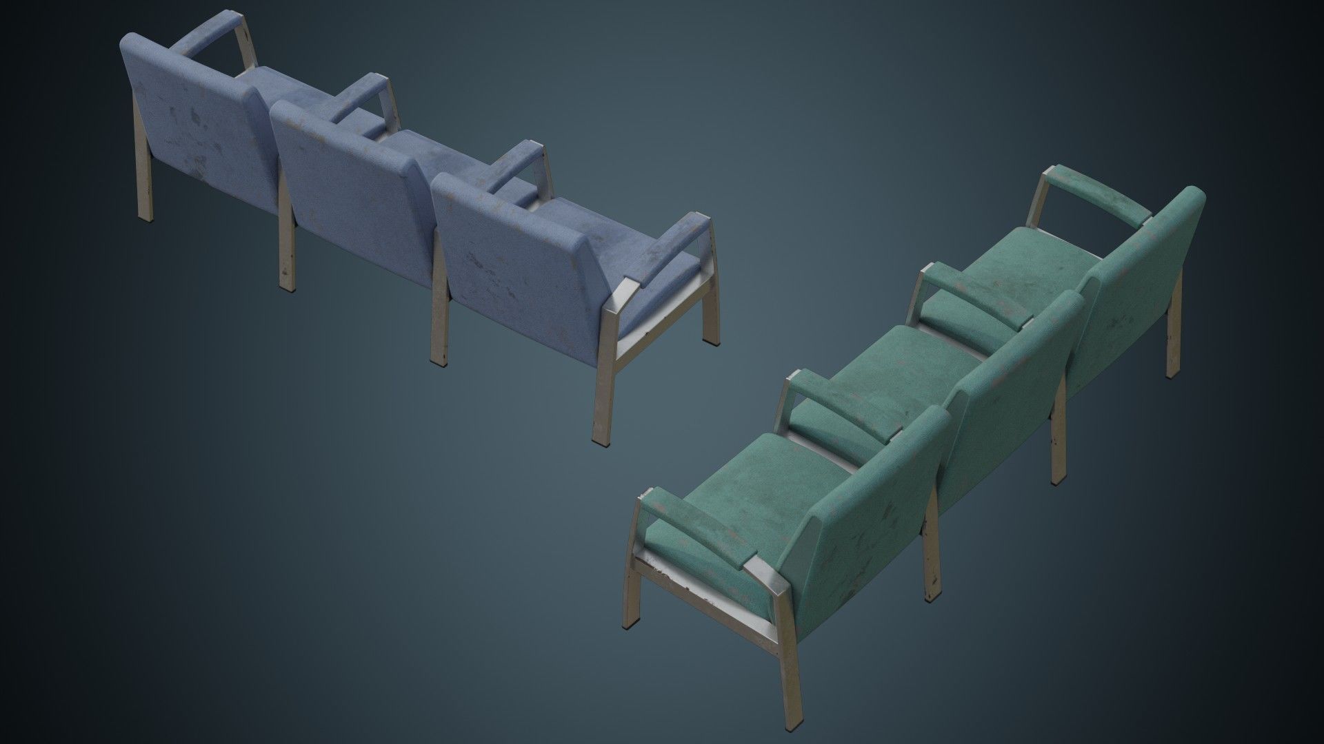 Waiting Chair 1B Low-poly 3D model_1