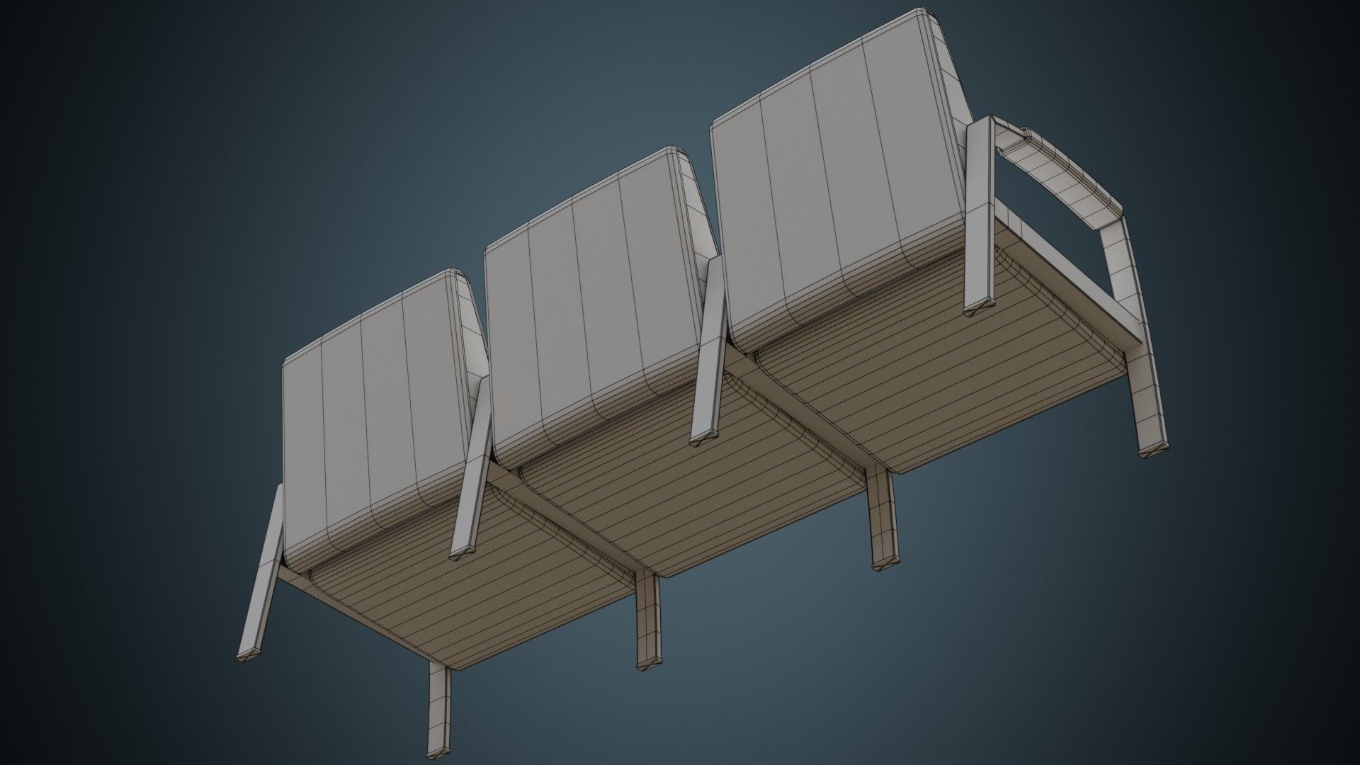 Waiting Chair 1B Low-poly 3D model_9