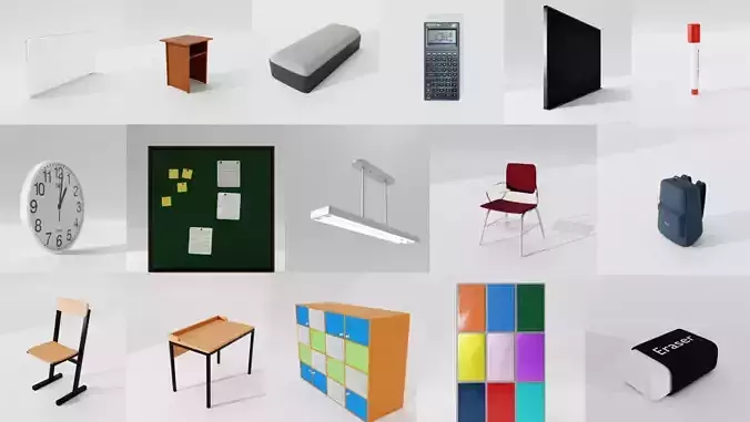 Complete Classroom 3D Assets Pack 3D model