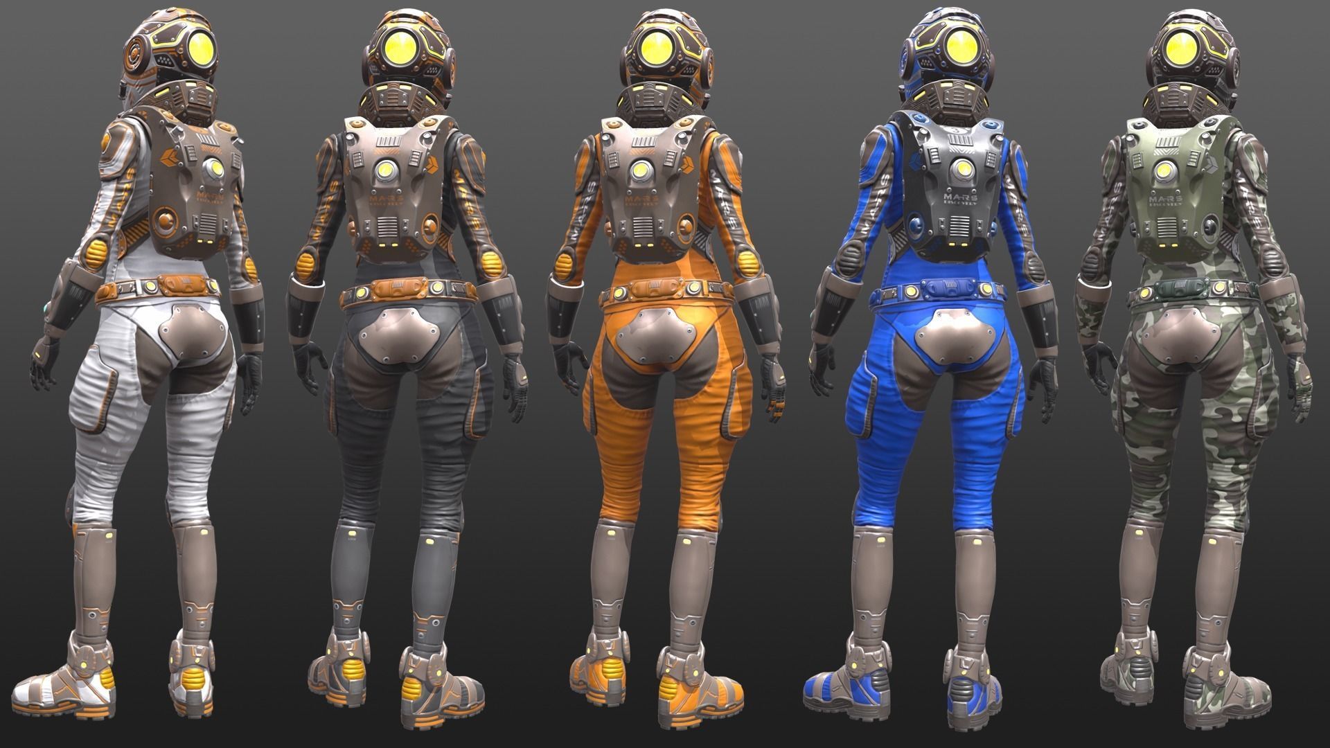 Mars Suit - Female Low-poly 3D model_4