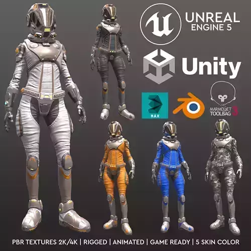 Mars Suit - Female Low-poly 3D model