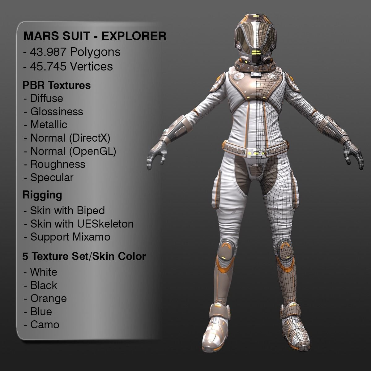 Mars Suit - Female Low-poly 3D model_2