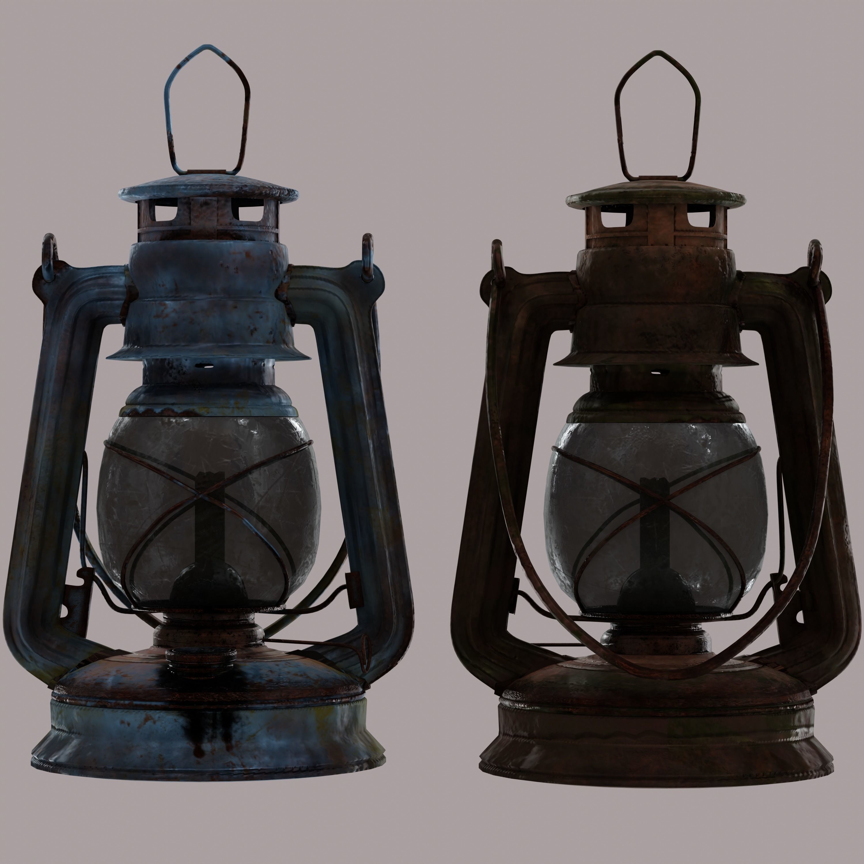 Rusty Oil Storm Lantern 3D model_1