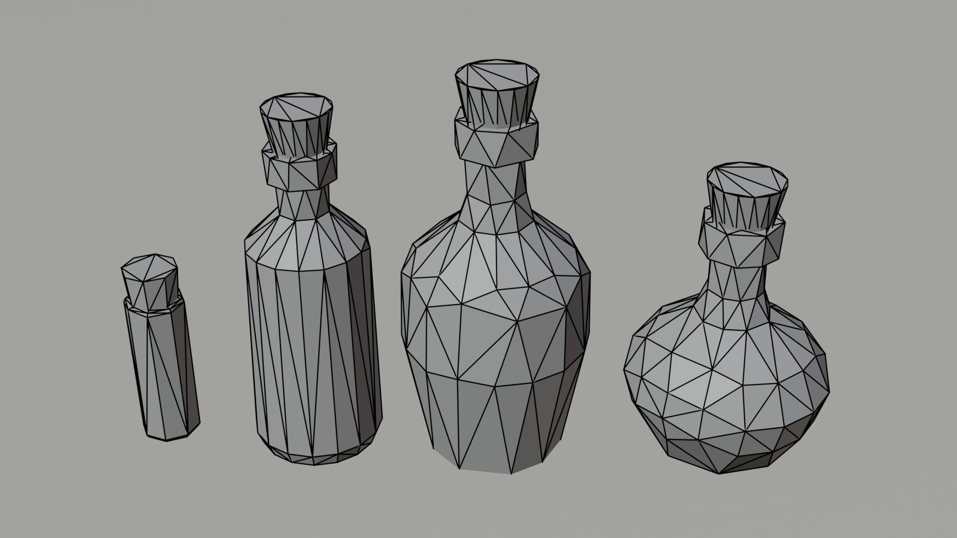 Cartoon fantasy flasks Polygonal Style Low-poly 3D model_7