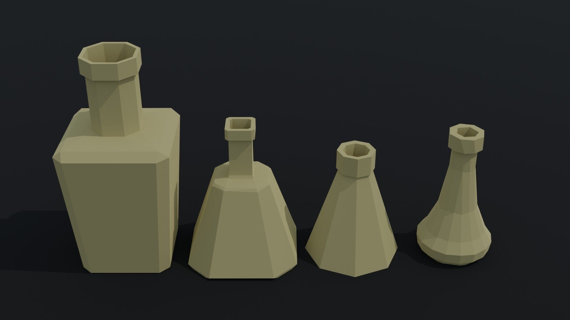 Cartoon fantasy flasks Polygonal Style Low-poly 3D model_4