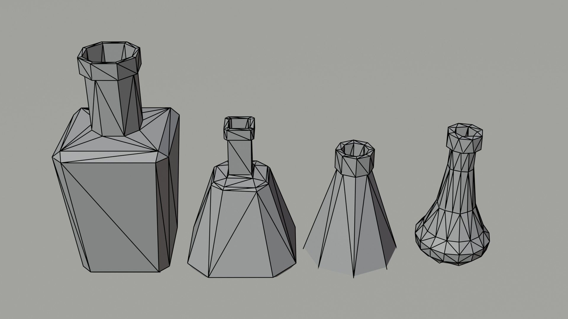 Cartoon fantasy flasks Polygonal Style Low-poly 3D model_8