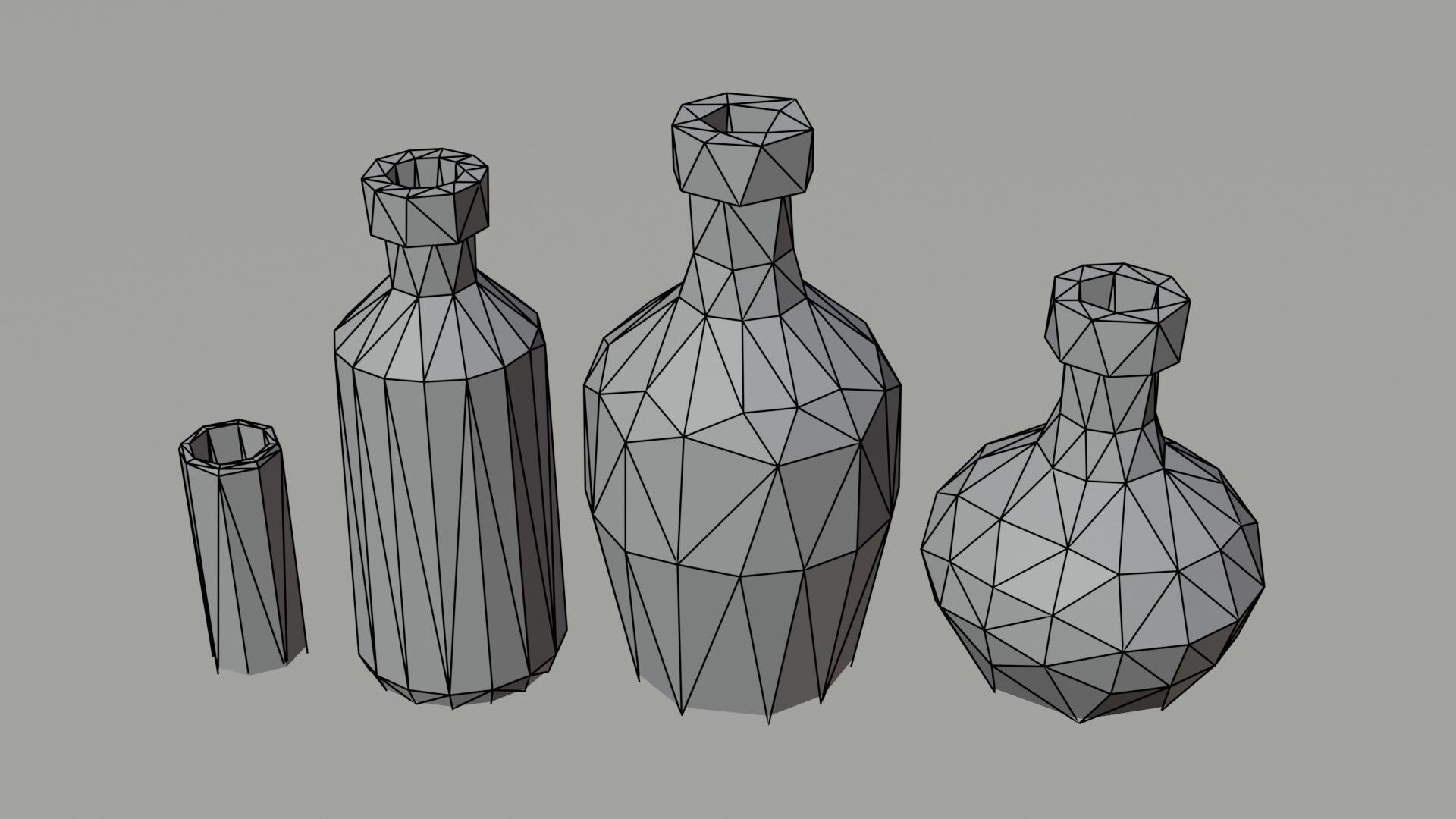 Cartoon fantasy flasks Polygonal Style Low-poly 3D model_9