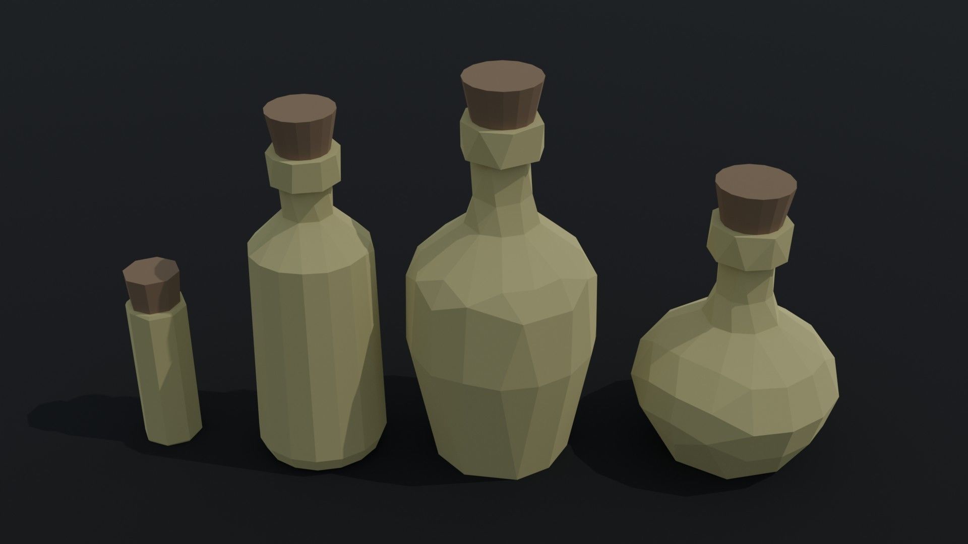 Cartoon fantasy flasks Polygonal Style Low-poly 3D model_3