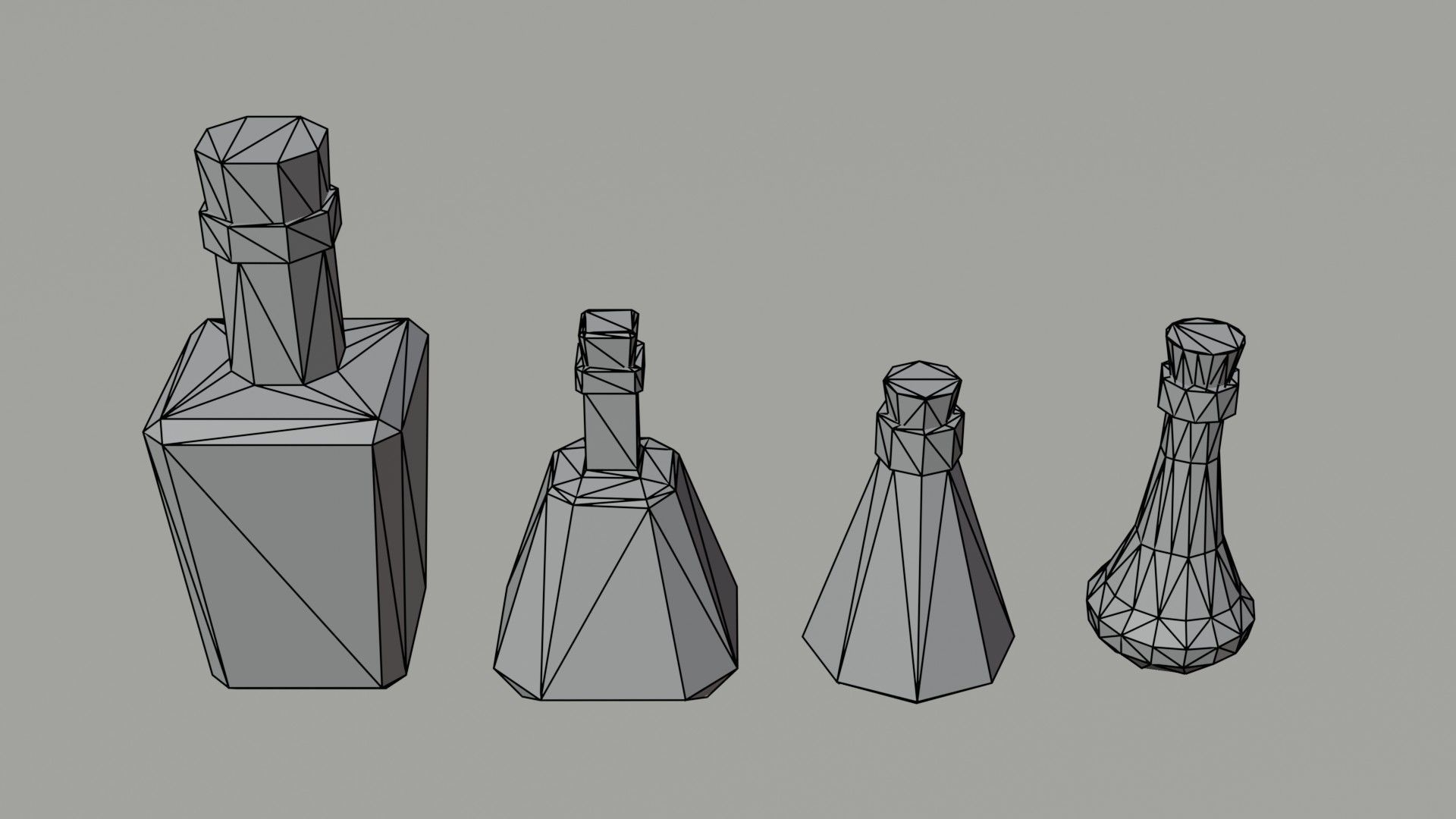 Cartoon fantasy flasks Polygonal Style Low-poly 3D model_6