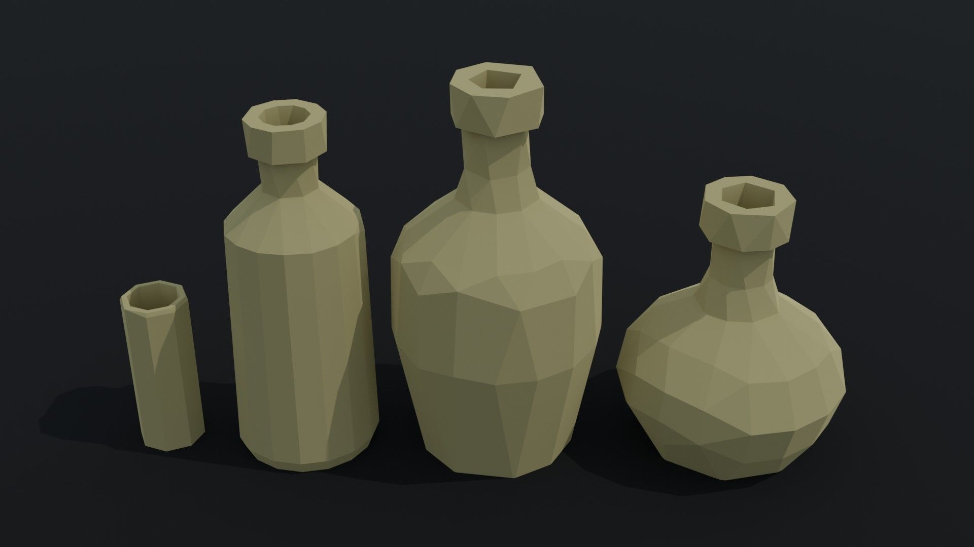Cartoon fantasy flasks Polygonal Style Low-poly 3D model_5
