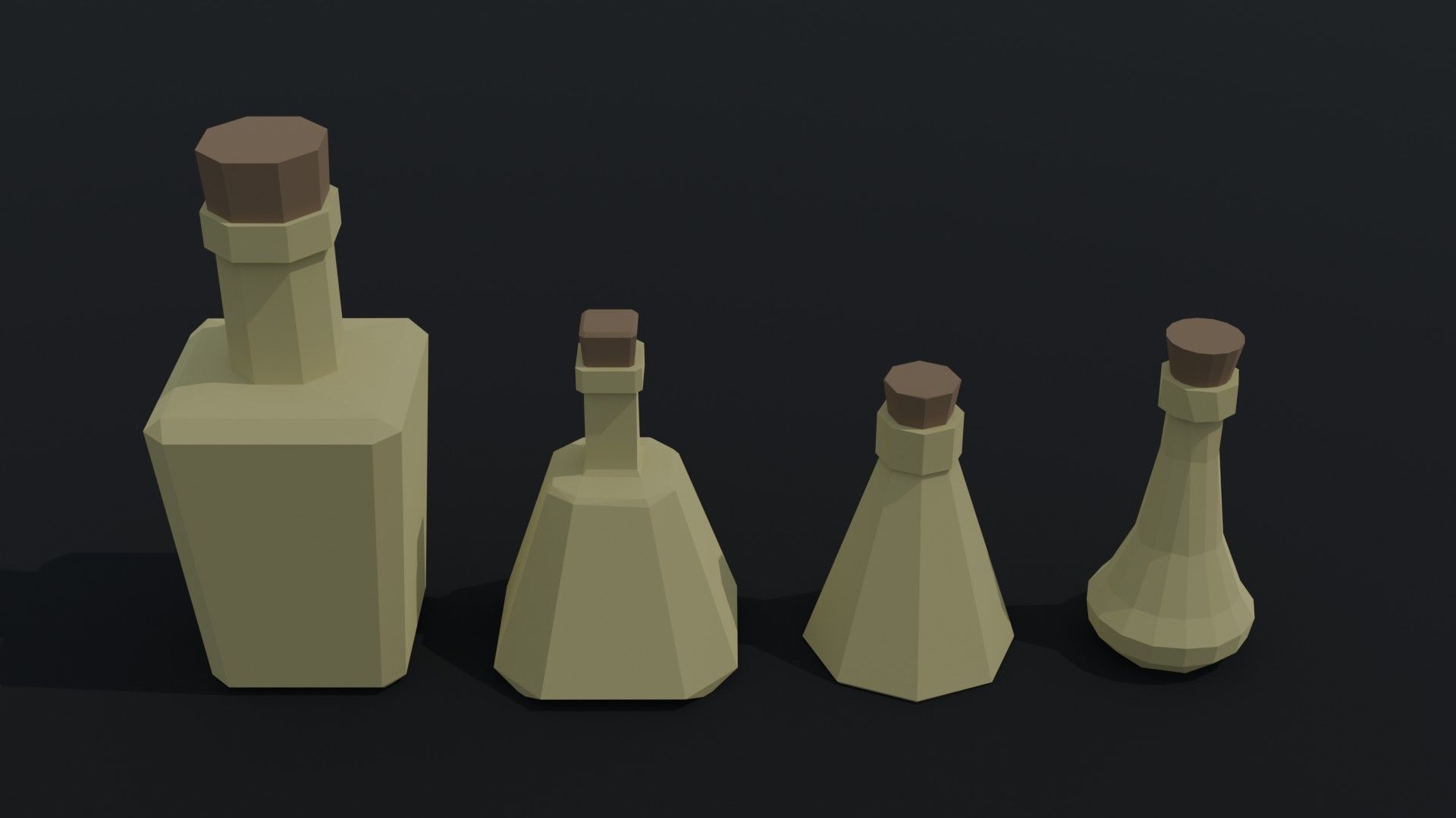 Cartoon fantasy flasks Polygonal Style Low-poly 3D model_2