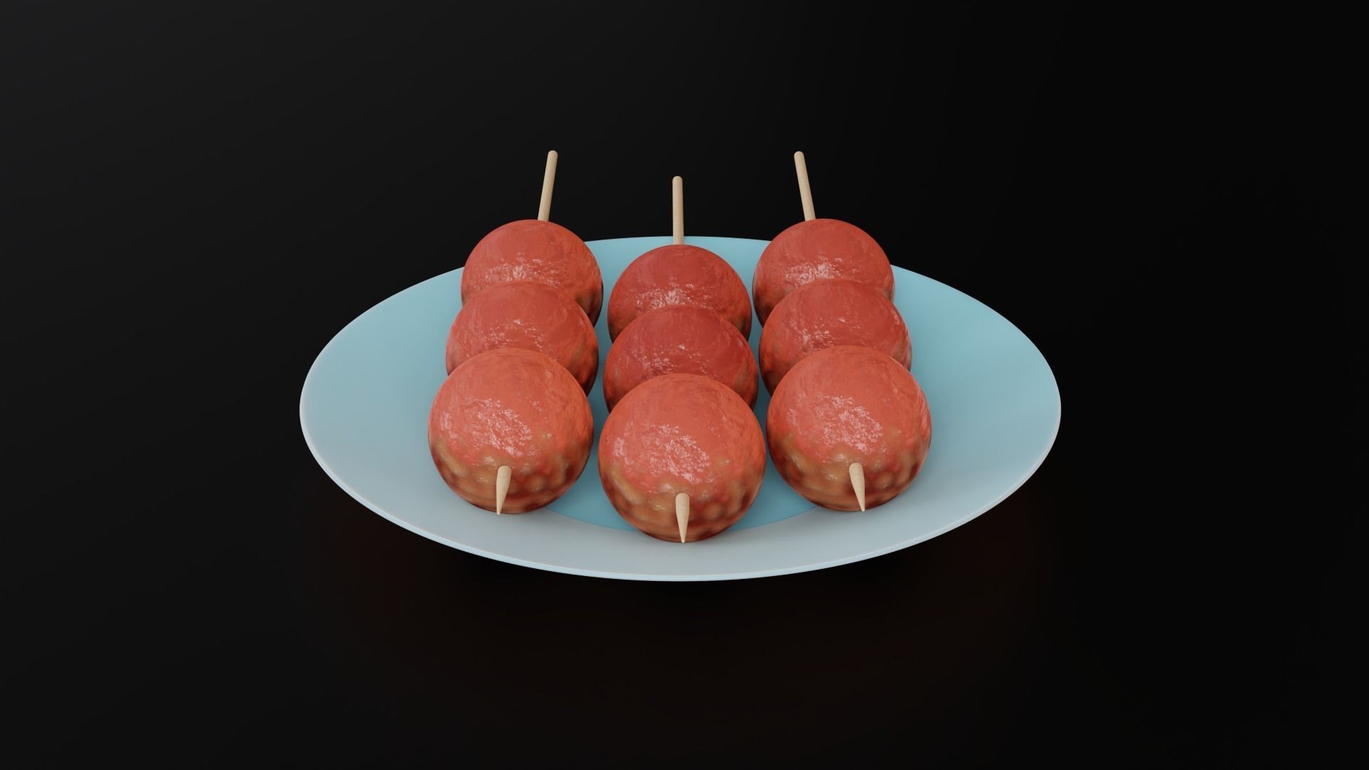 Skewered Grilled Meatball With Sauce 3D model_6
