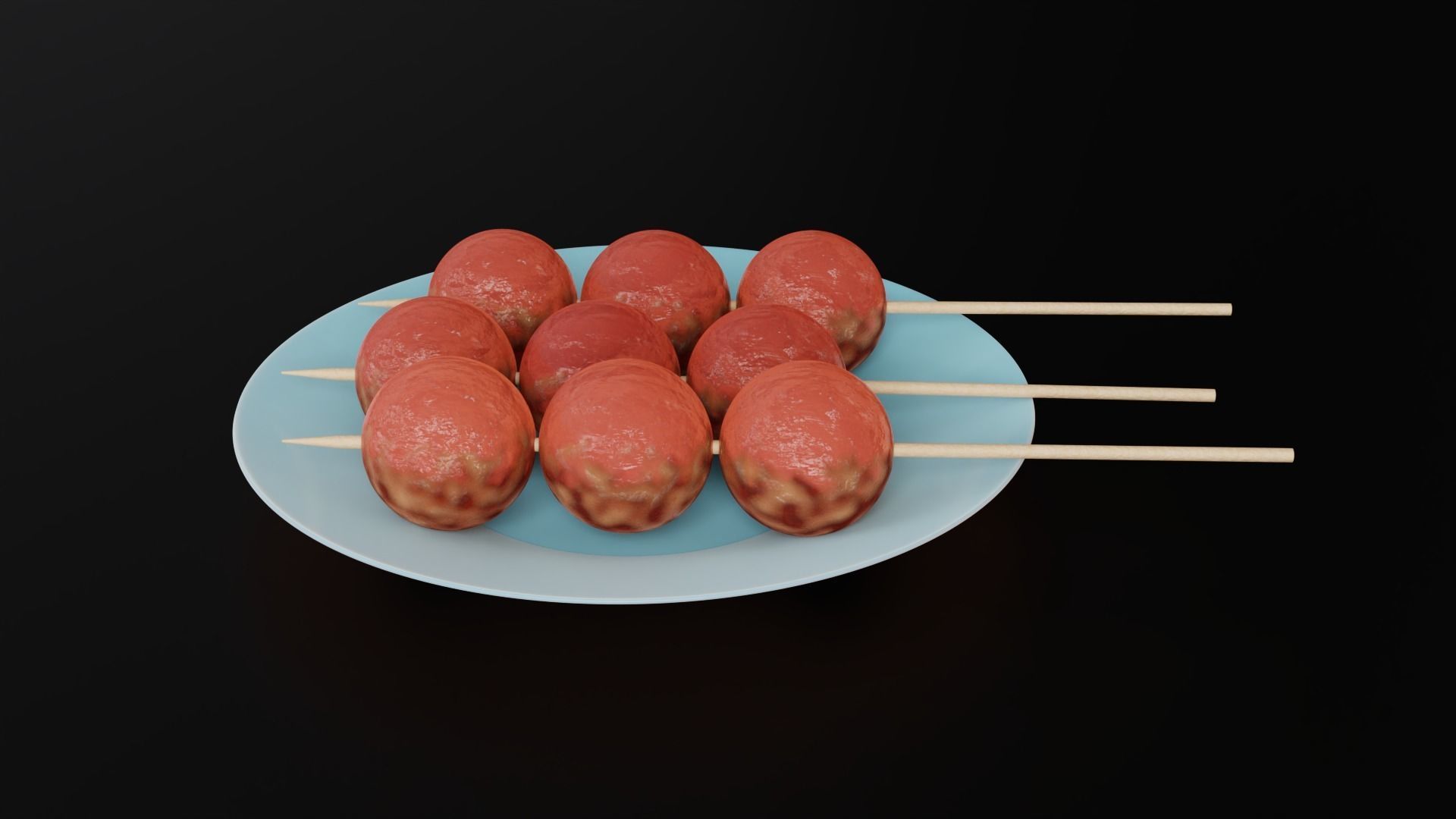 Skewered Grilled Meatball With Sauce 3D model_8