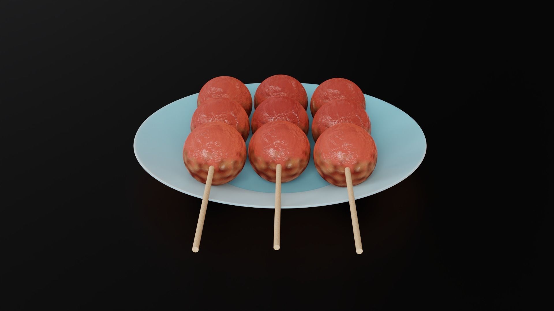Skewered Grilled Meatball With Sauce 3D model_10