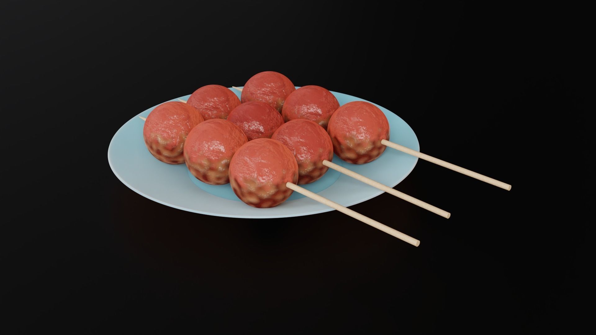 Skewered Grilled Meatball With Sauce 3D model_9