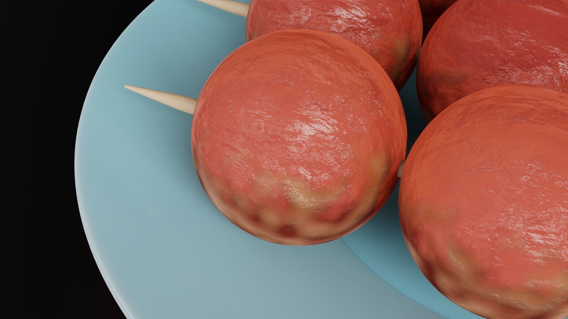 Skewered Grilled Meatball With Sauce 3D model_1