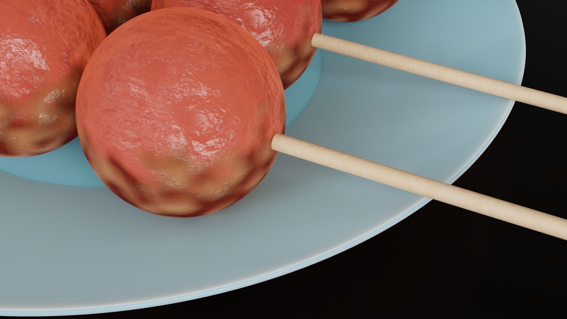 Skewered Grilled Meatball With Sauce 3D model_2