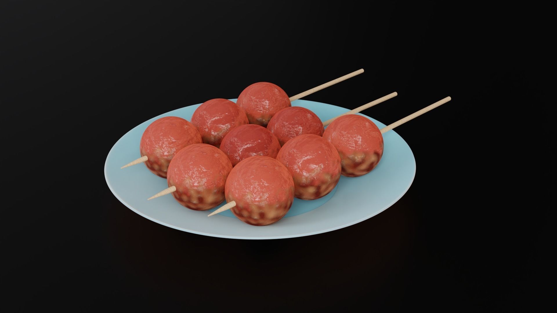 Skewered Grilled Meatball With Sauce 3D model_7