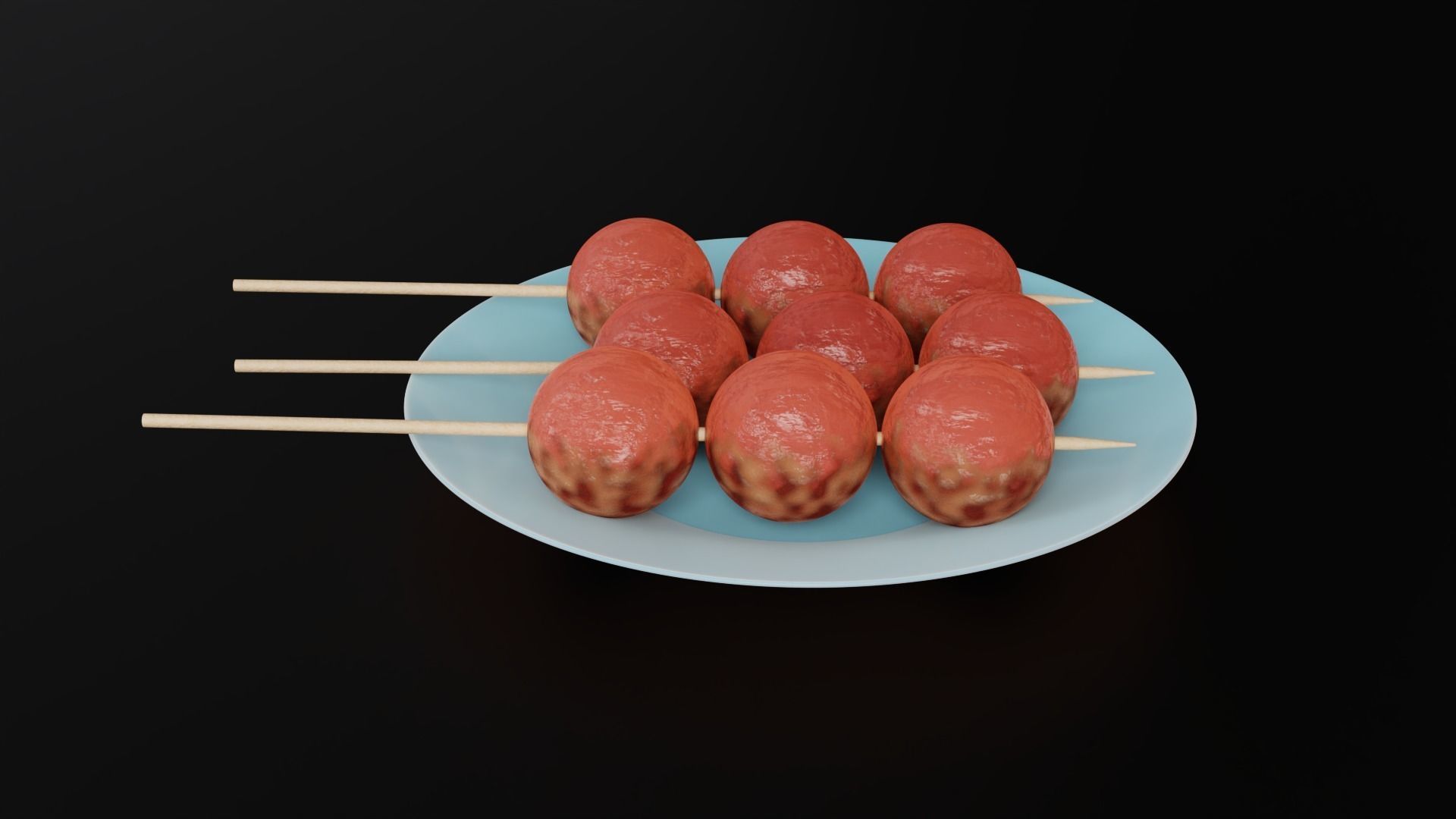 Skewered Grilled Meatball With Sauce 3D model_4