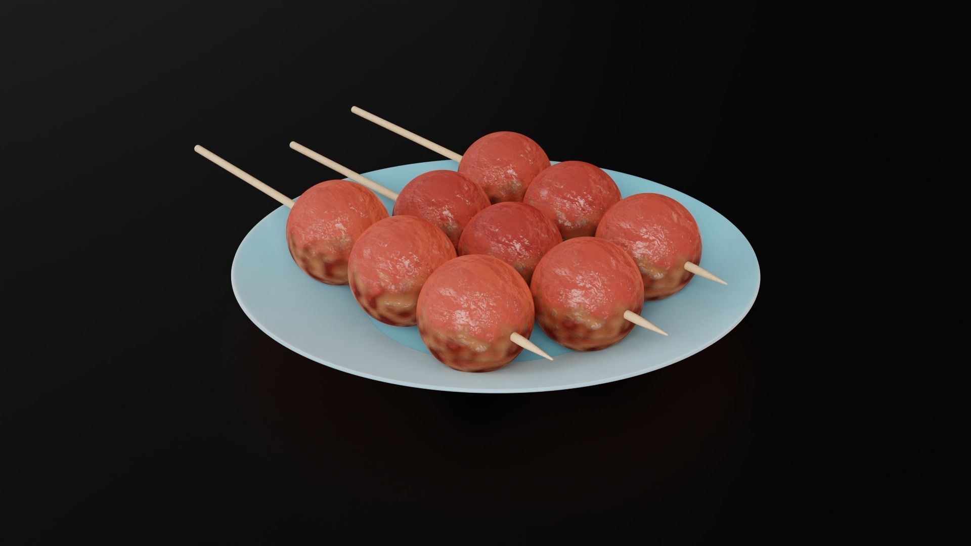 Skewered Grilled Meatball With Sauce 3D model_5