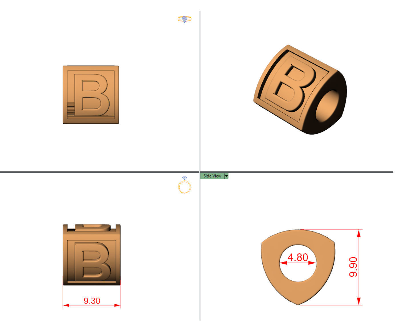 Charm- B 3D print model_1