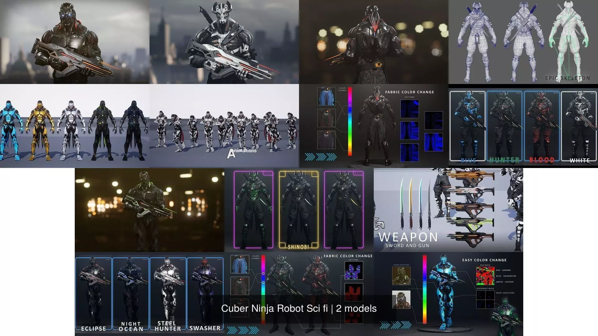 Cuber Ninja Robot Sci fi 3D Model Collection_4