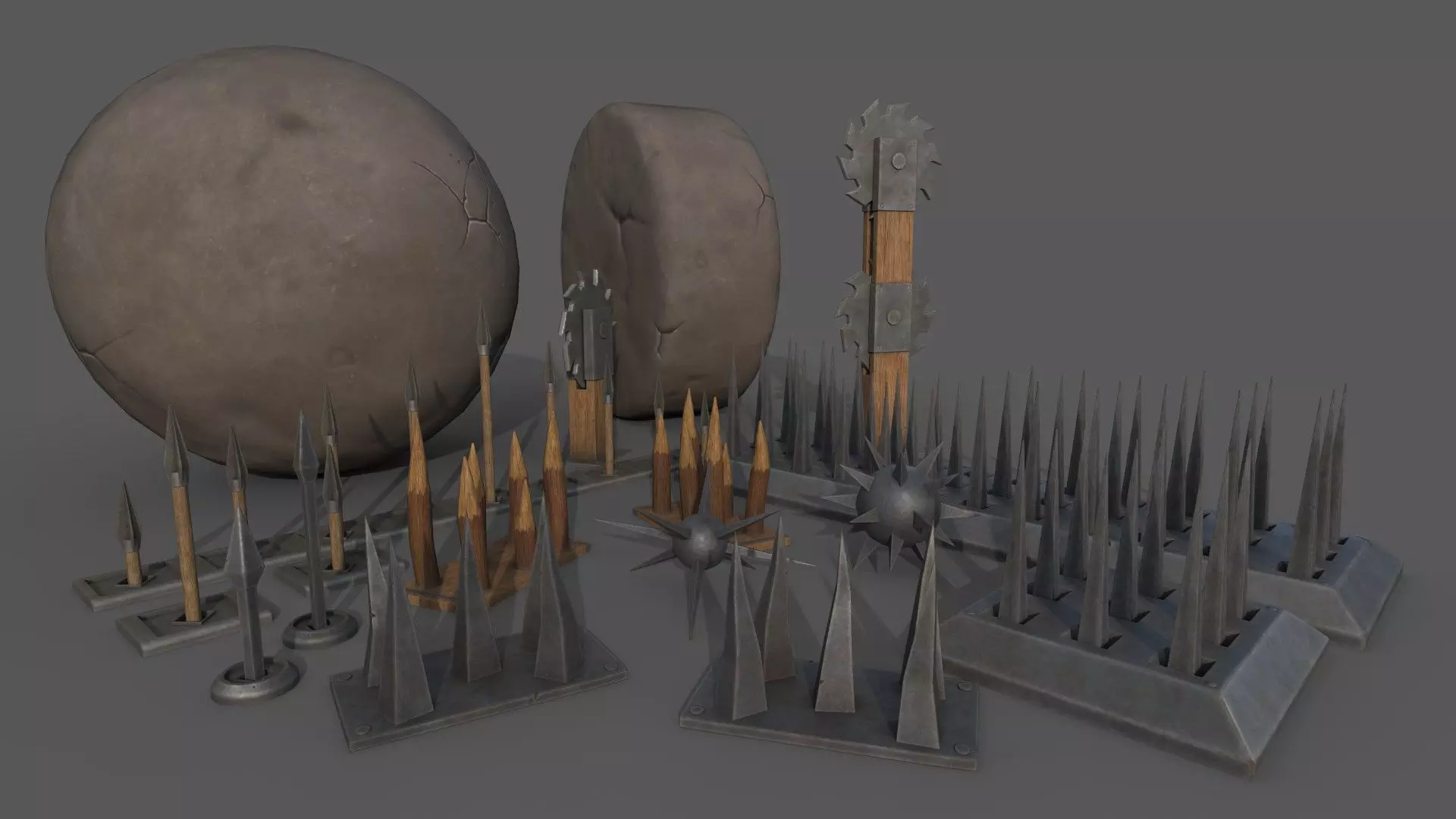 Piercing-Cutting Traps Low-poly 3D model_0