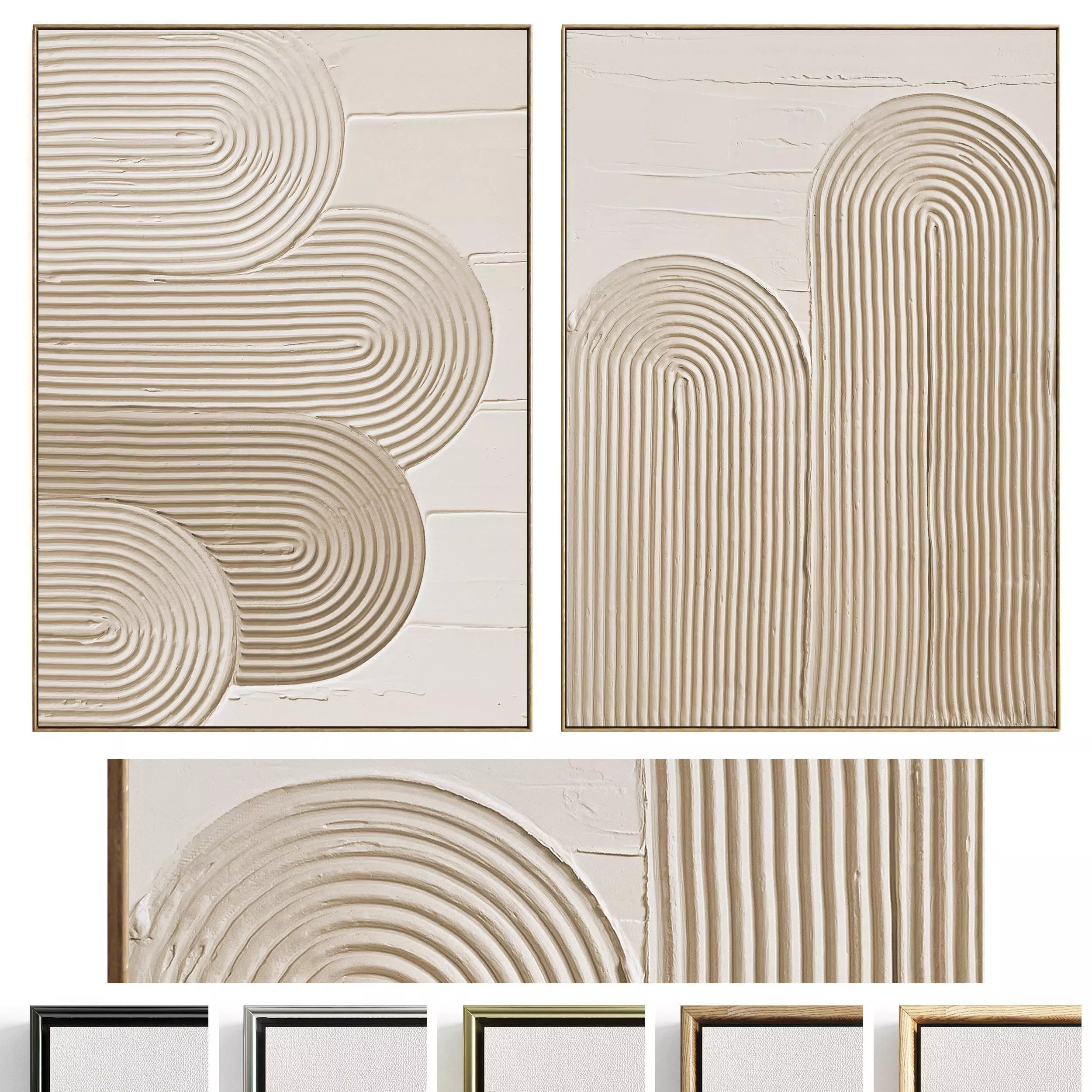 Plaster Two Photo Frame 473 Low-poly 3D model_0