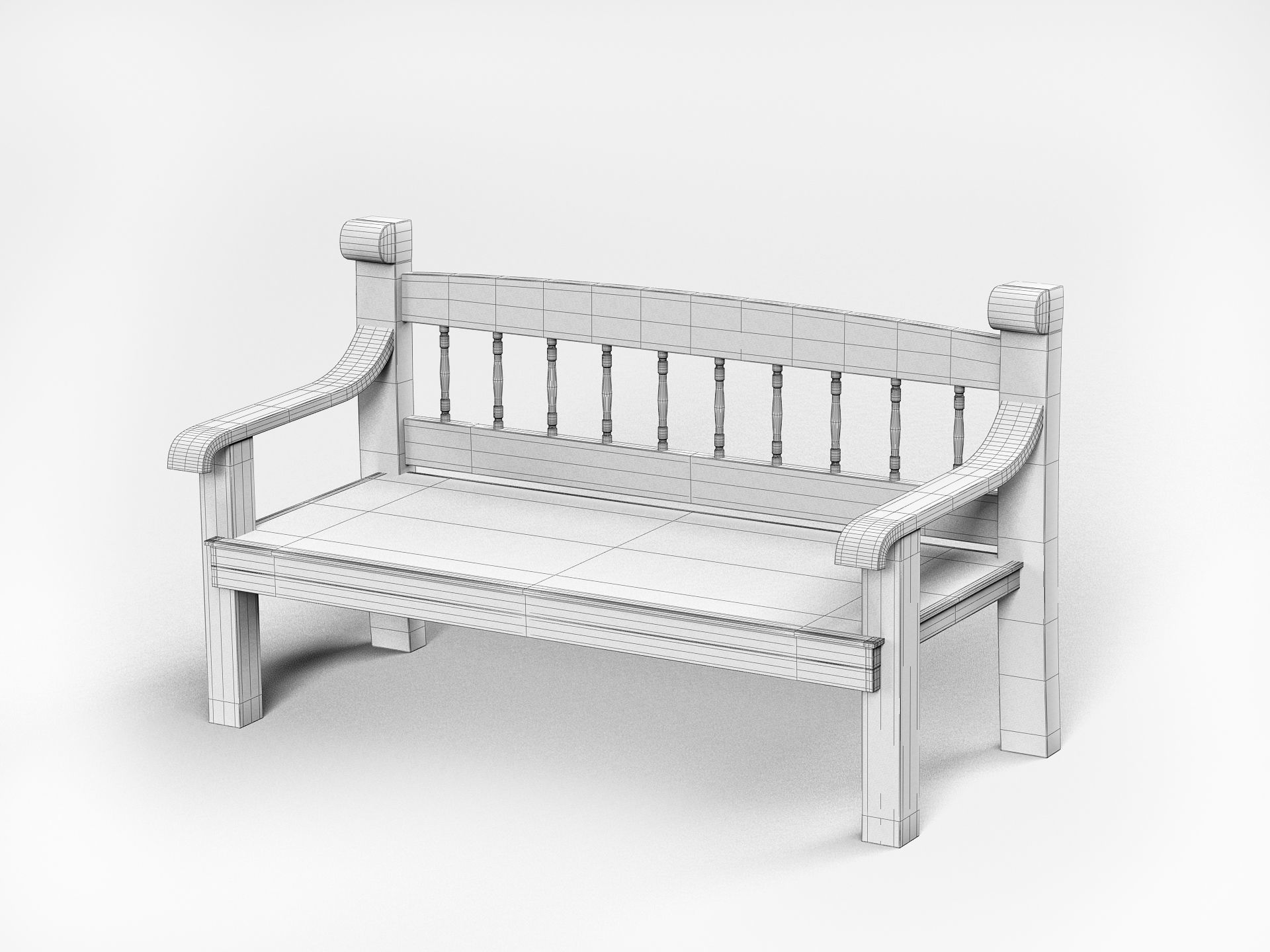Wooden Bench v2 Low-poly 3D model_9