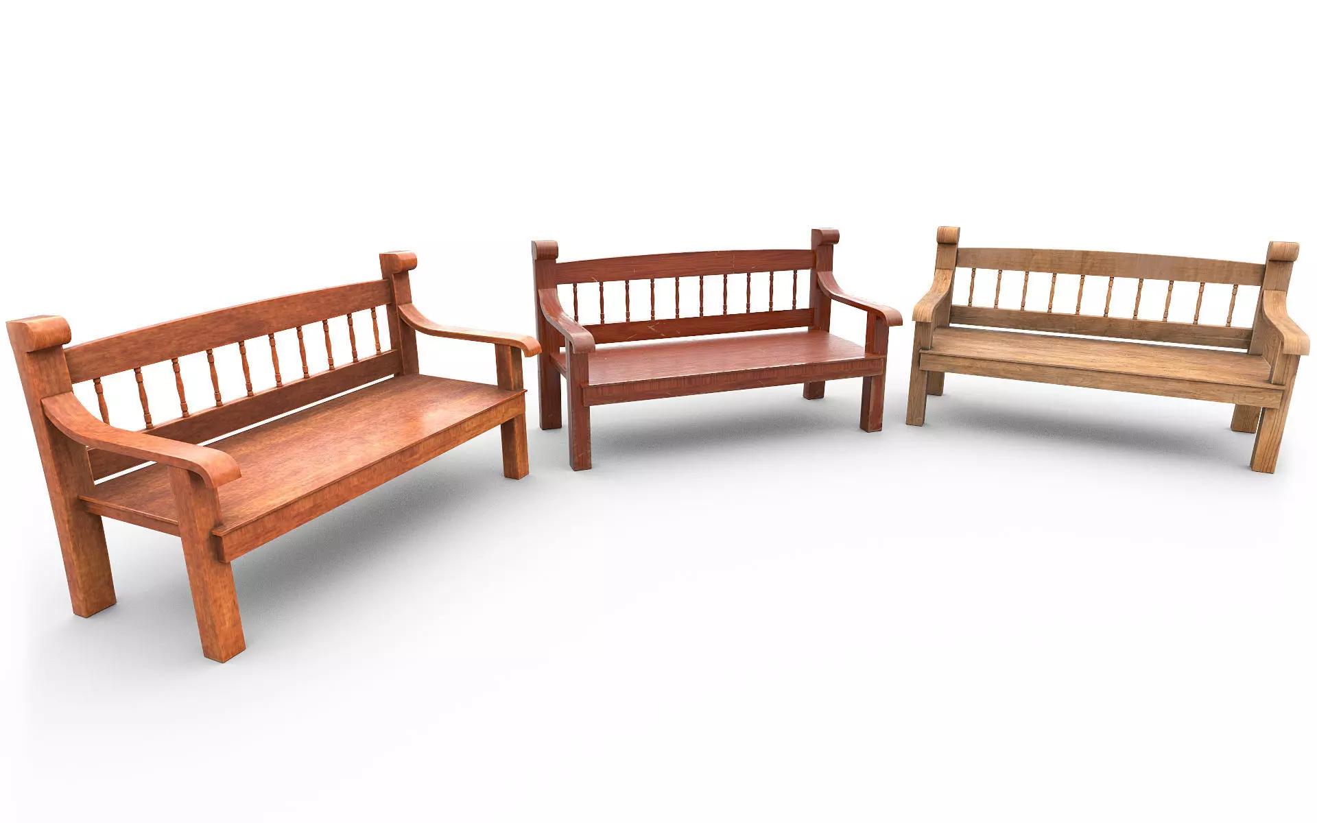 Wooden Bench v2 Low-poly 3D model_0