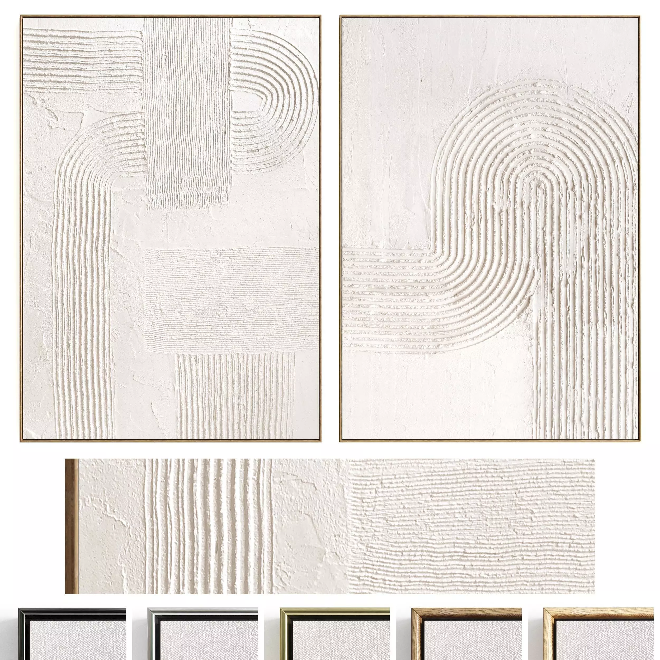 Plaster Two Photo Frame 480 Low-poly 3D model_0