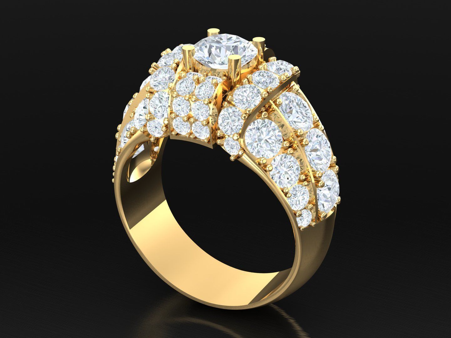  Wedding Men Diamond Ring 1MR75 3D print model_5