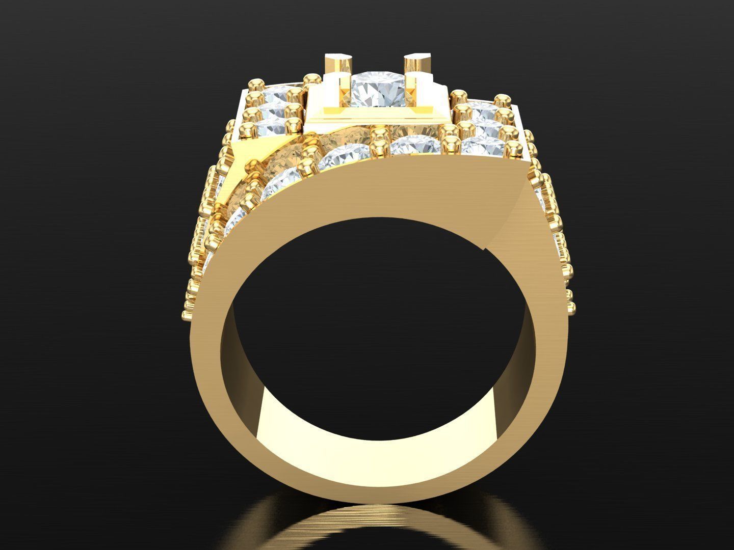 Wedding Men Diamond Ring 1MR74 3D print model_2