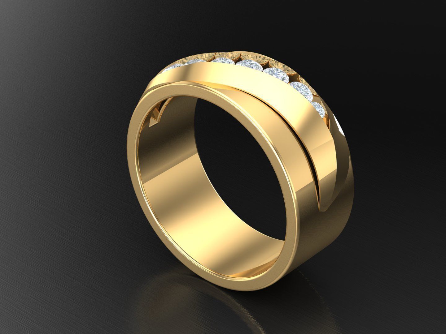  Wedding Men Diamond Ring 1MR71 3D print model_5