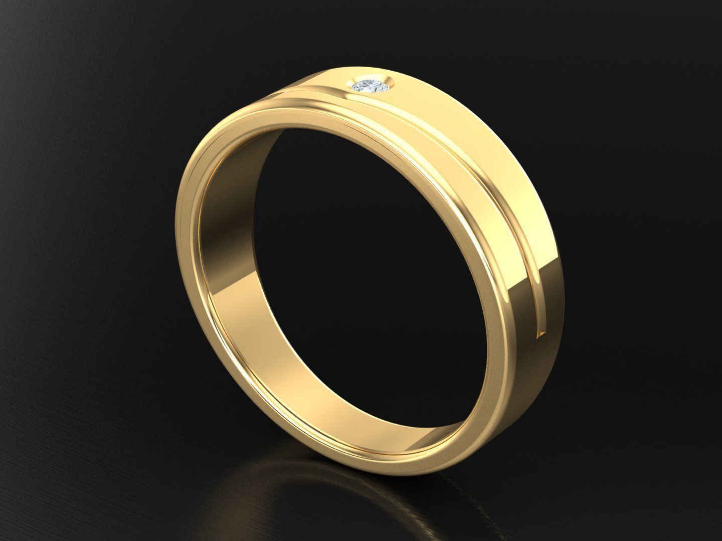 Wedding Men Diamond Ring 1MR69 3D print model_5