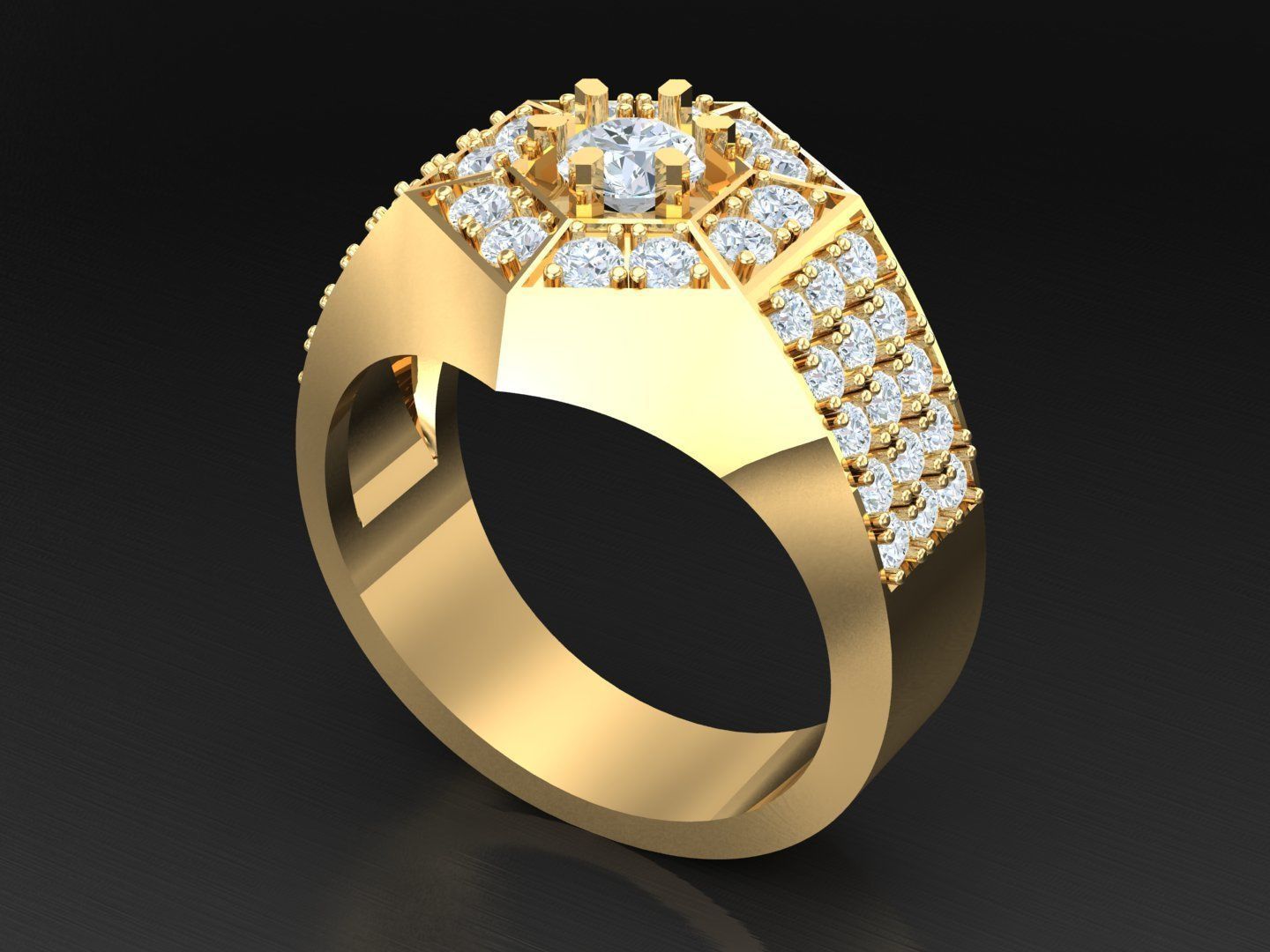  Wedding Men Diamond Ring 1MR68 3D print model_5