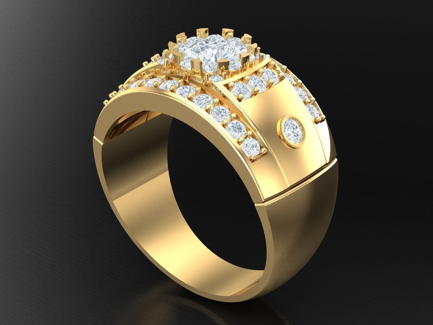  Wedding Men Diamond Ring 1MR66 3D print model_5
