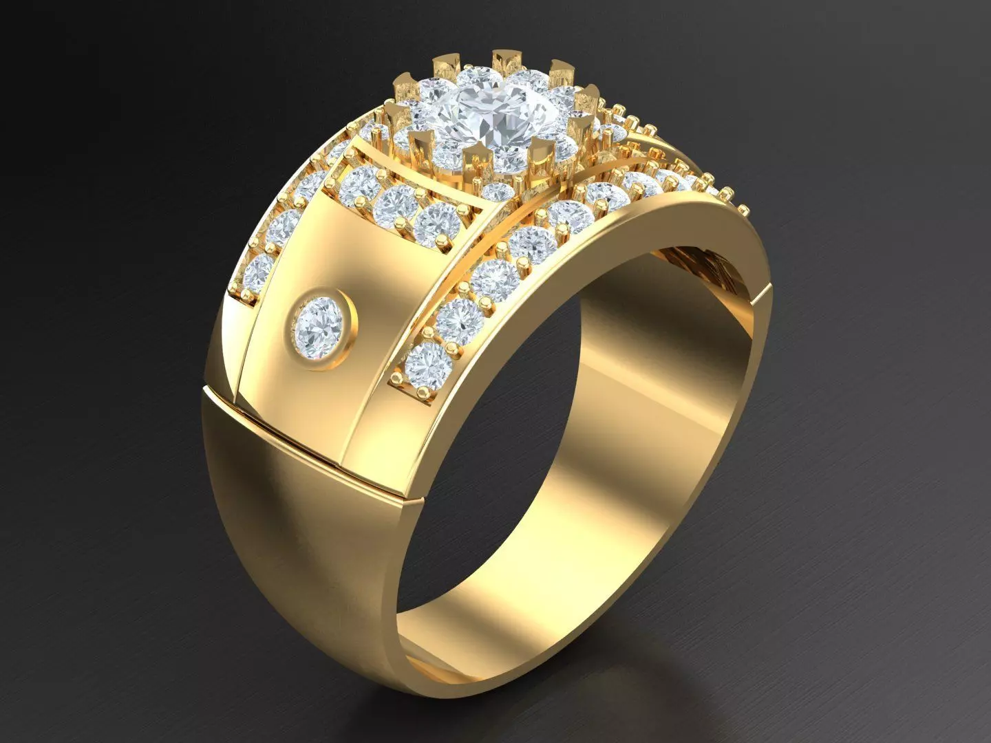  Wedding Men Diamond Ring 1MR66 3D print model_0