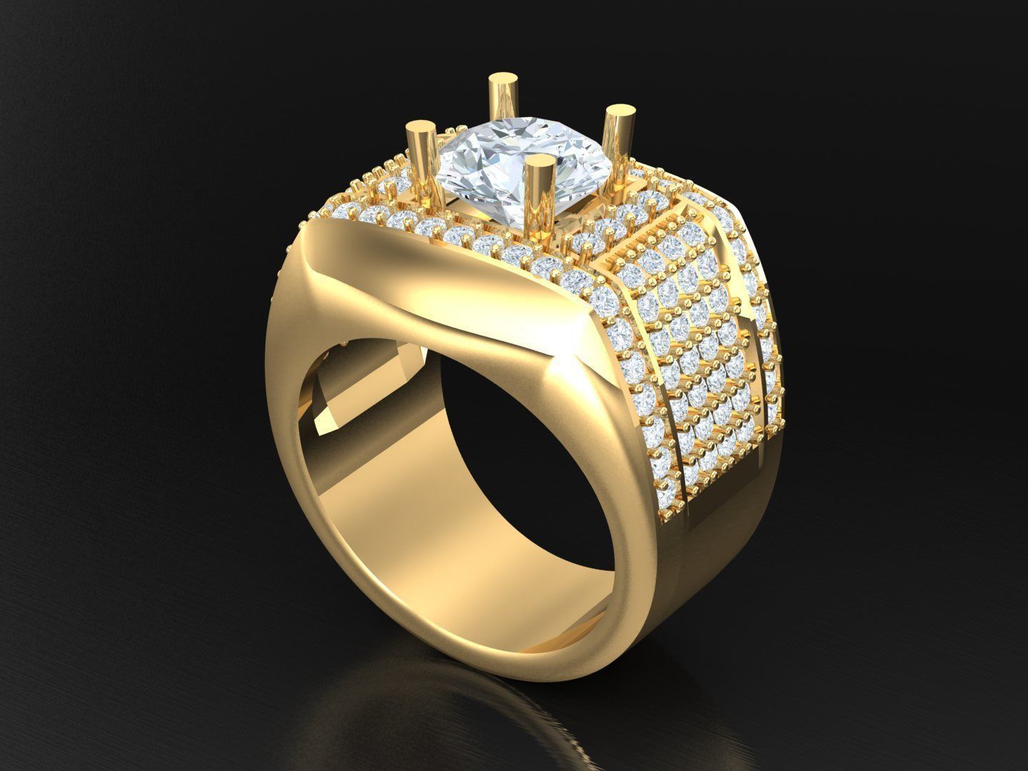  Wedding Men Diamond Ring 1MR65 3D print model_5