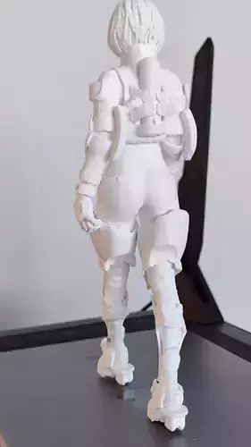 Armored 2B figure in walking pose Free 3D print model