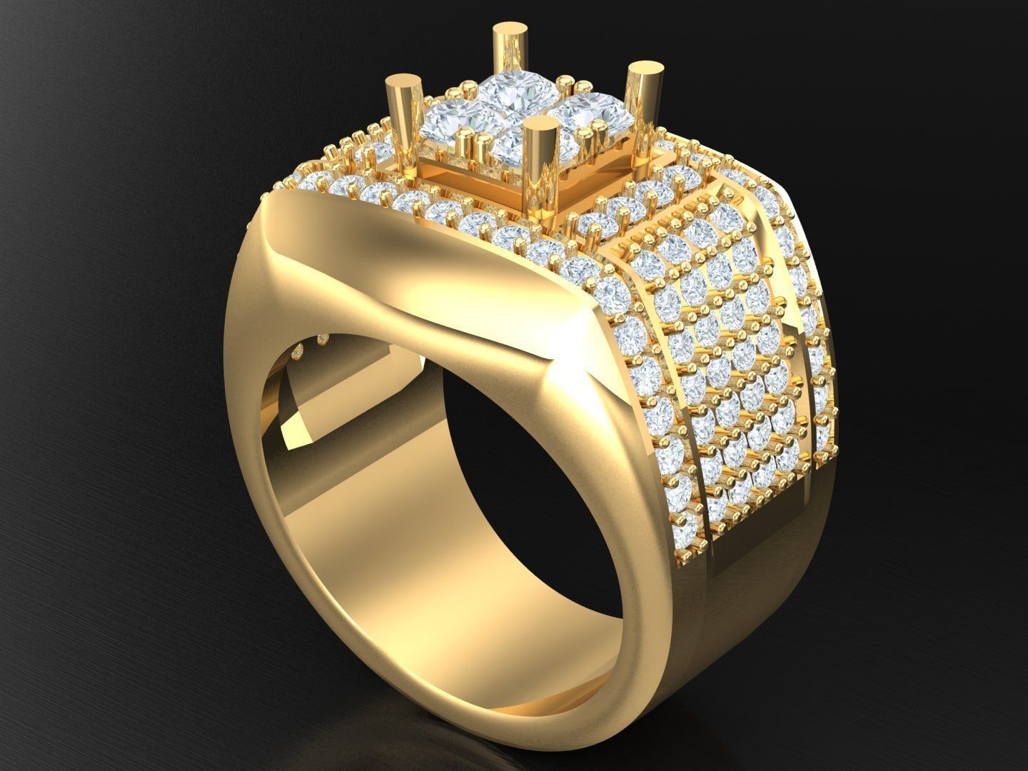  Wedding Men Diamond Ring 1MR64 3D print model_5