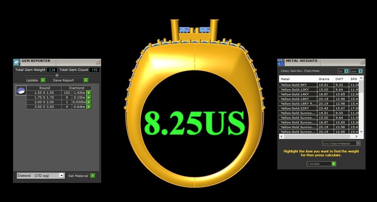  Wedding Men Diamond Ring 1MR64 3D print model_1