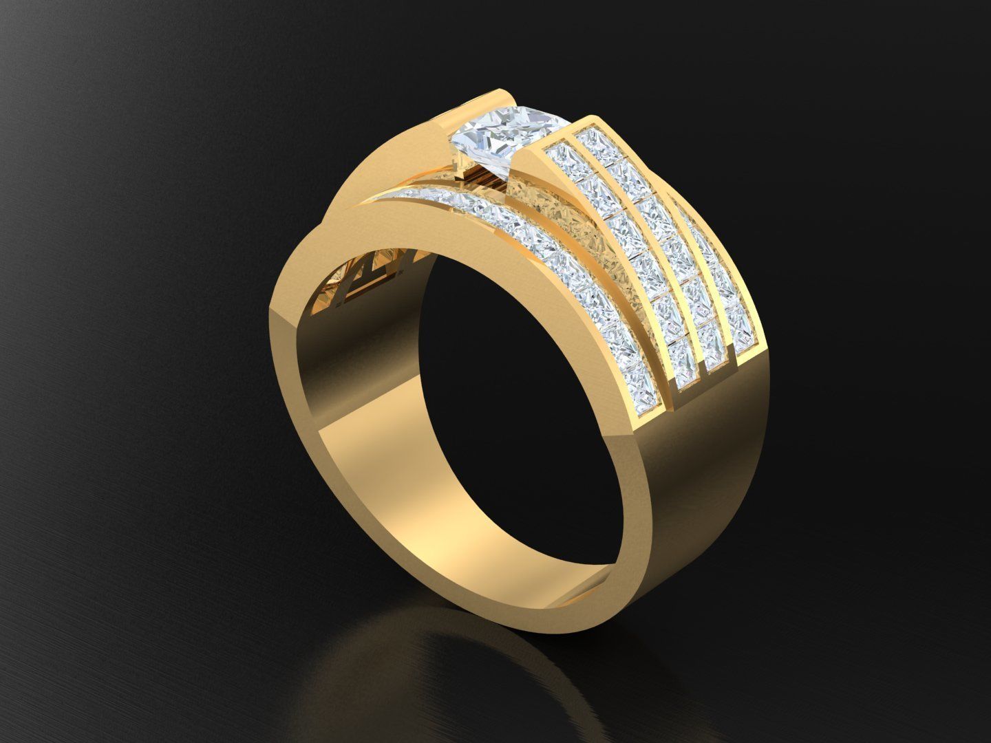  Wedding Men Diamond Ring 1MR62 3D print model_5